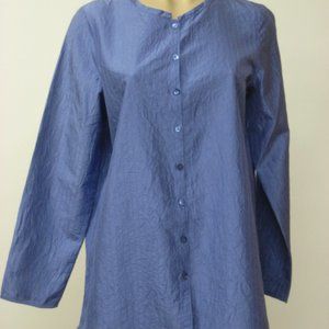 EILEEN FISHER Silk Taffeta Mini Man Long Shirt Top Blouse PP Petite NWT $188
